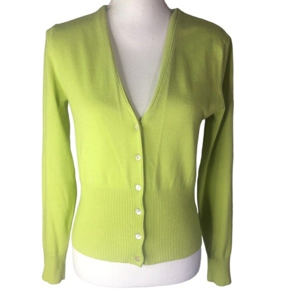 George Light Keylime Button Front Long Sleeve Cardigan